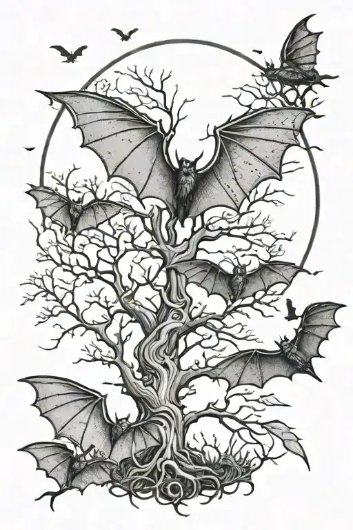 Bats Tree Moon