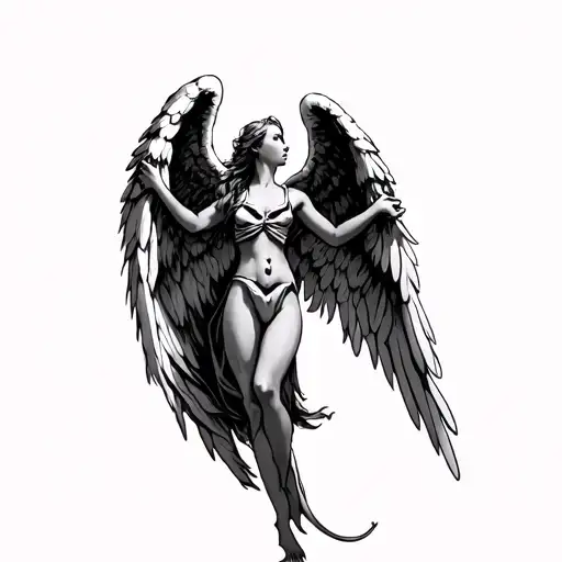 Falling Angel With Bones As Wings