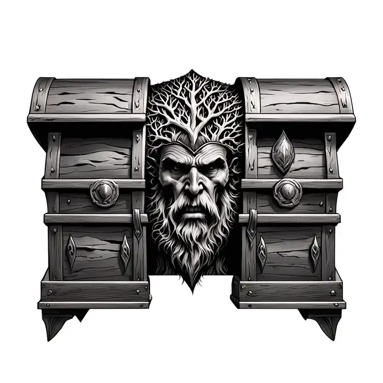 Viking Chest Piece Incorporating Elements Like Trees