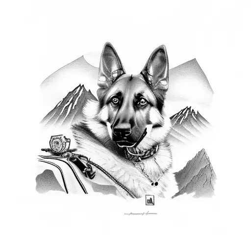 A German Shepherd In A Mountain Setting