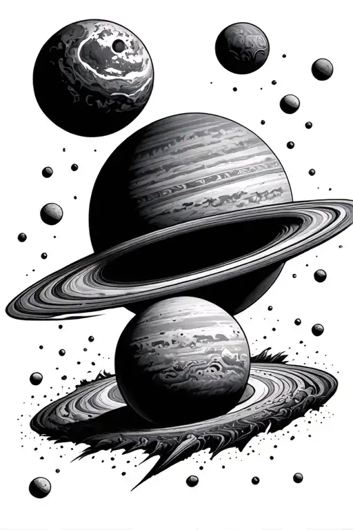 Aztec Style Black Hole Eating Several Planets