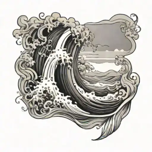 Waterfall And Waves Flowing