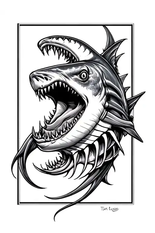 Mana Ray And Hammer Head Shark Spine