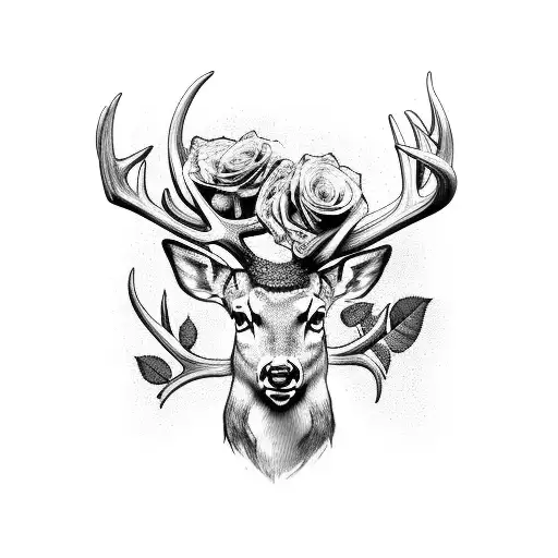 The Name Anthony With Deer Antlers And Roses