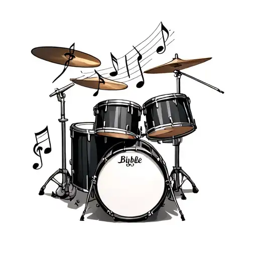 Bible And Drum Set Surrounded My Music Notes