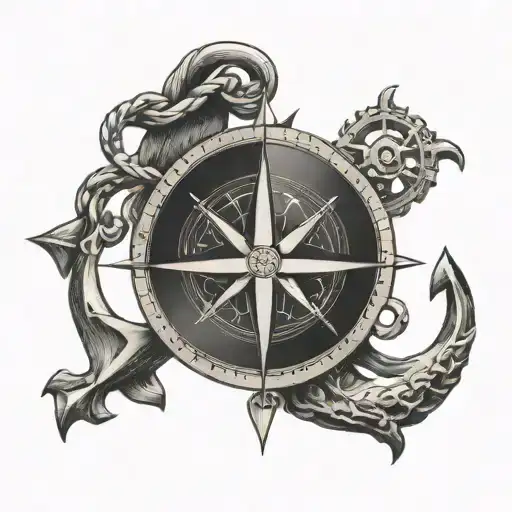 Compass Within A Anchor Intertwined Within
