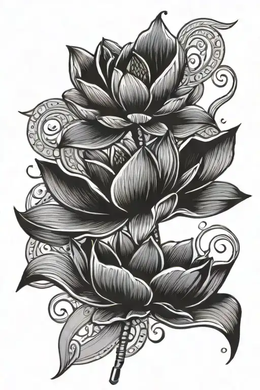 A Lotus Entwined With A Spear Or Sword