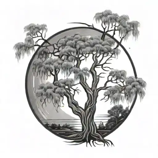 Weeping Willow Wrapping Around The Moon