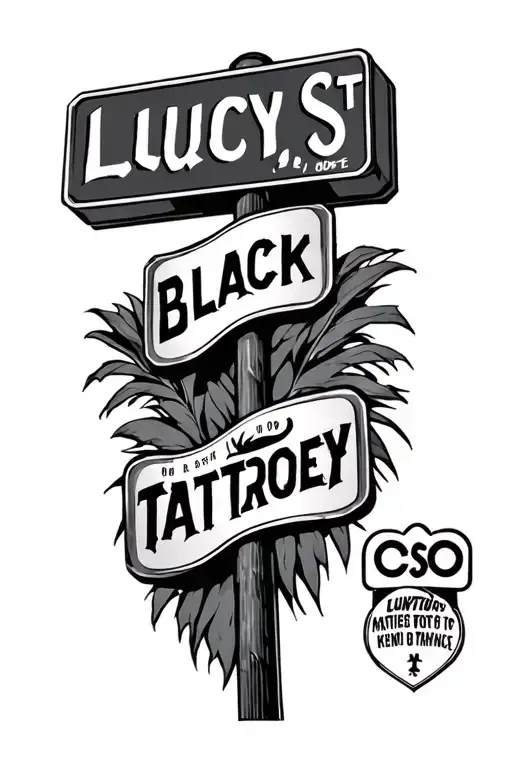 Florida Based Tattoo With Street Sign That Says Lucy St