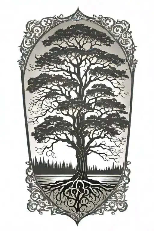 Tree Silhouette Mirrored Upside