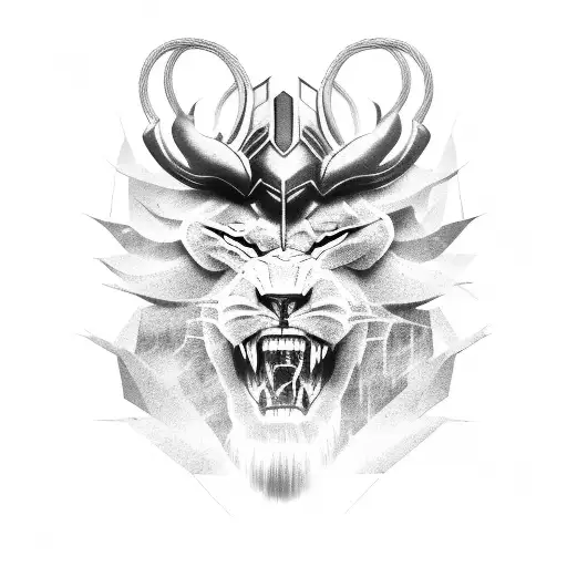 An Iron Lion Roaring Amidst A Storm