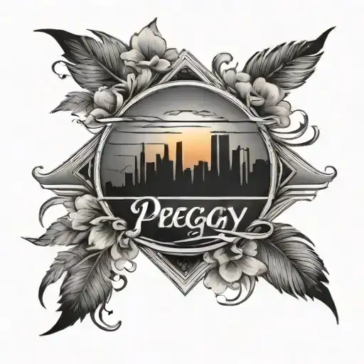 Sunset With The Name Written Inside Peggy