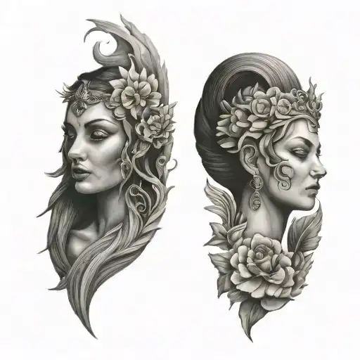 Gods And Nature's Beauty In Black Grey