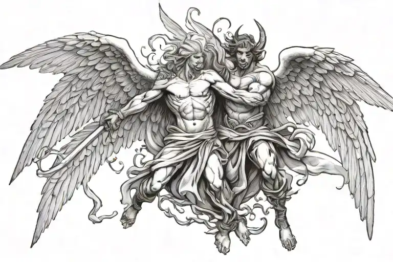 Soul Leaving The Body With Angel Above And Demon Below Fighting Which Will Take The Soul
