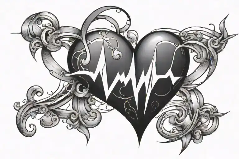 Heartbeat Symbol Connected To Two Hearts