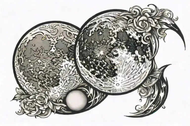 Full Moon And Half Moon Merging Together