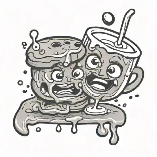 Cartoon Cookie Crying Tears Into Milk