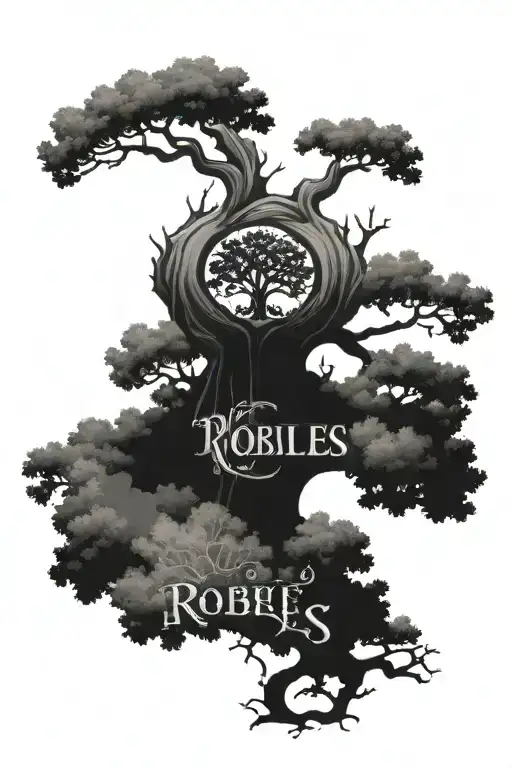 Last Name Robles And An Oak Tree Split