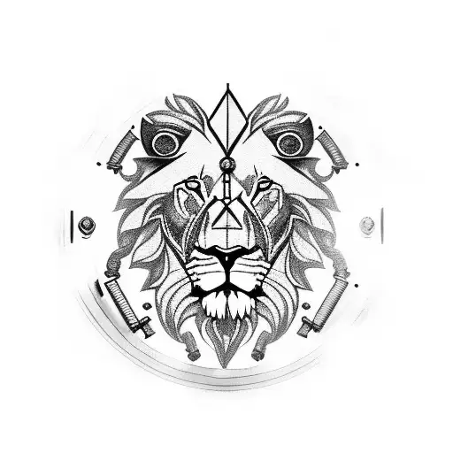 Lion And Clock Mandala Merging With A Steampunk Aesthetic