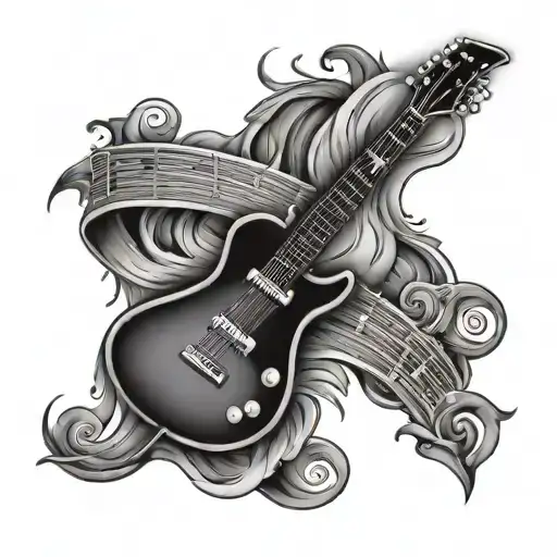 Music Notes Armband With A Guitar And Lightning