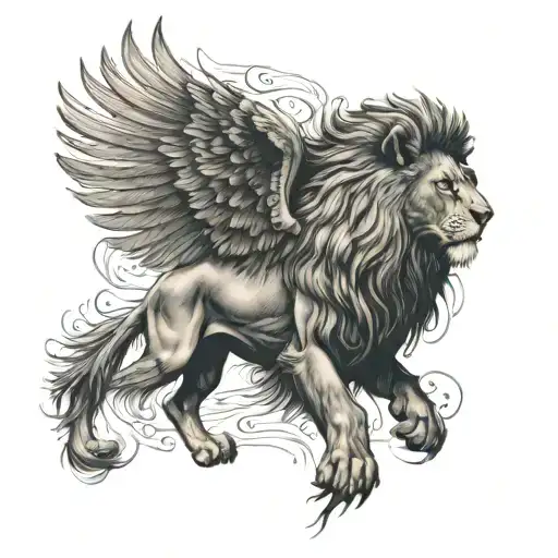 Wings Spread Wide And A Lion