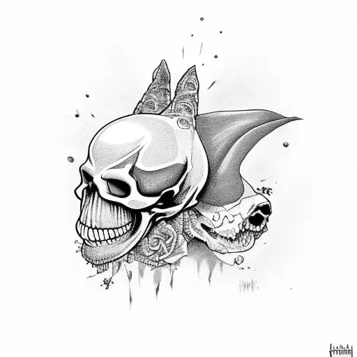 Evil Frenchie Skull Scary Long Tongue