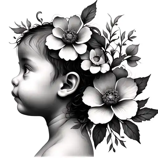 Side Profile Baby Into Flower Stem