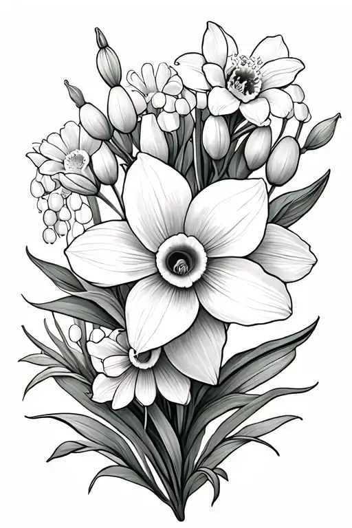 Daffodil Lily Of The Valley Marigold Half Sleeve