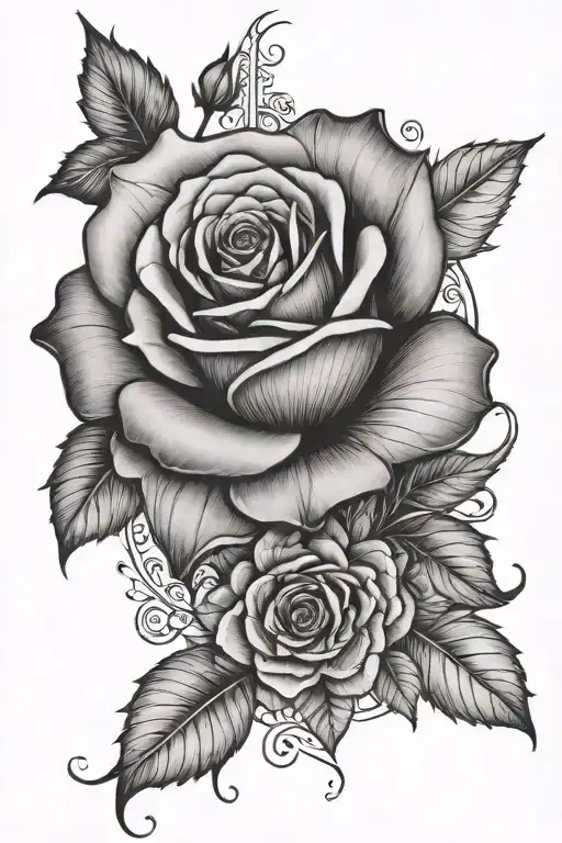 Rose With Mandala And Flowers