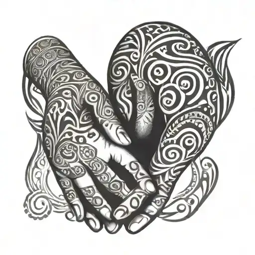 Father Son Holding Hands And Tribal