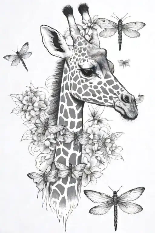 Giraffe And Dragonfly Its Body