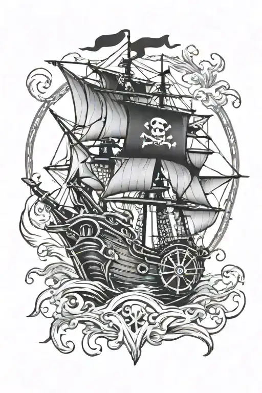 Pirate Ship From Steering Wheel Surrounded