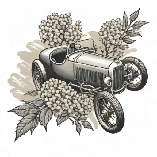 Race Car Driving Through A Field Of Buckwheat