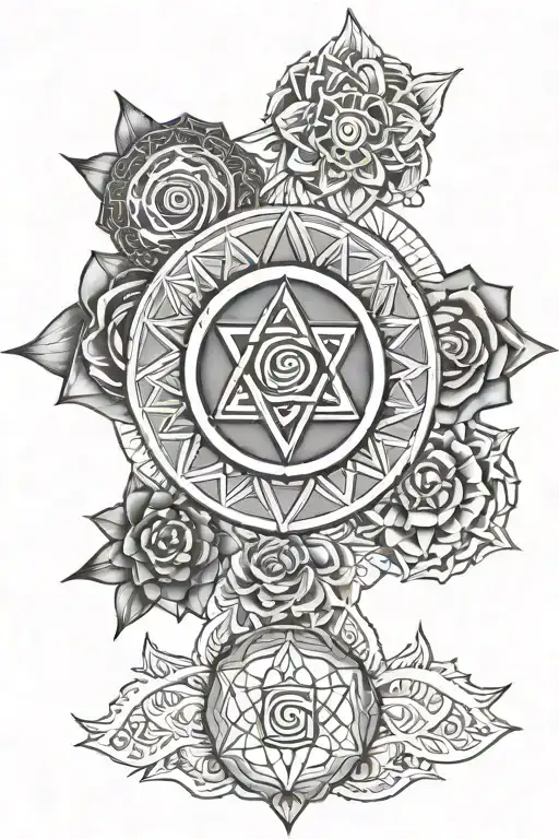 All Seven Chakra Tattoo With Holy Symbol In The Start For Back