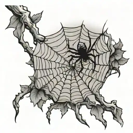 Spider Web On Branch With Spider