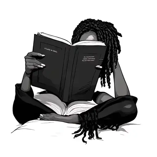 Black Woman With Locs Reading Book