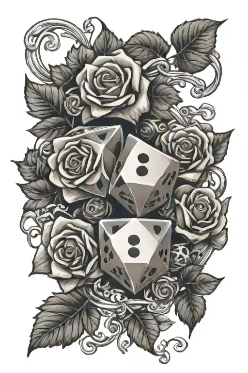 Ivy Leaves Intertwined With Roses Pearls Dimonds With A Sexy Dice