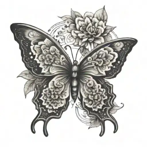 Flower Mandala Dark Butterfly