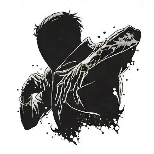 A Silhouette Of A Person Working Out Under A Starlit Sky With Kaneki's Mask In The Background