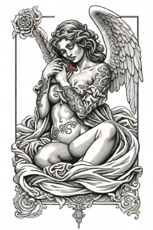 Angel Wife Lying In Bed