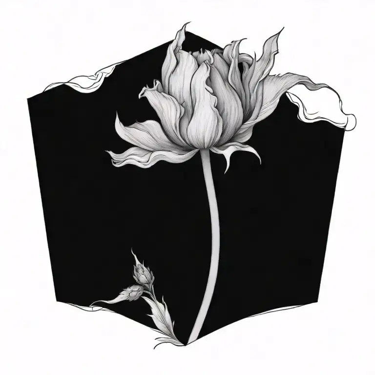 A Tulip Morphing Into A Thistle With A Female Figure In The Background