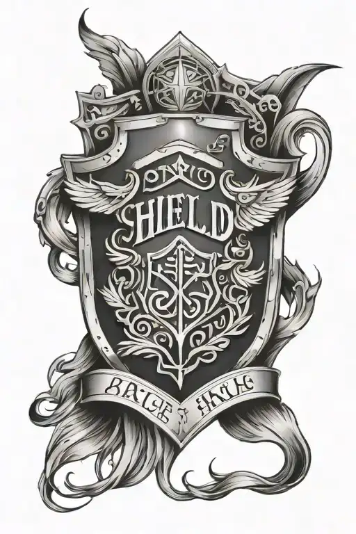 Shield Adorned With Lettering