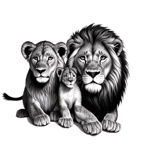 Lion Family 2 Cubs