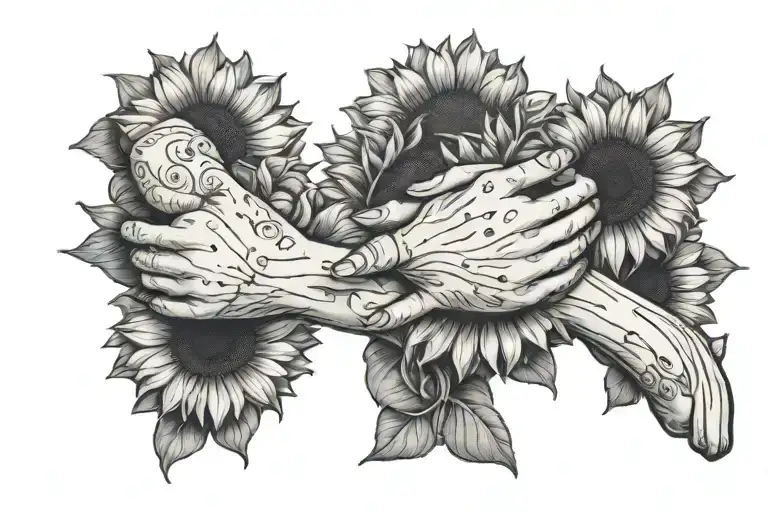 Sunflower Cross Grandma Holding Hands Reaching