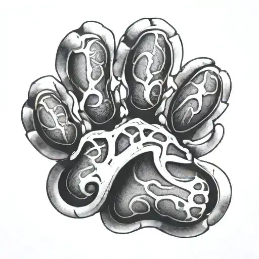 A Tattoo Of A Paw With Infinity Symbol Intertwined