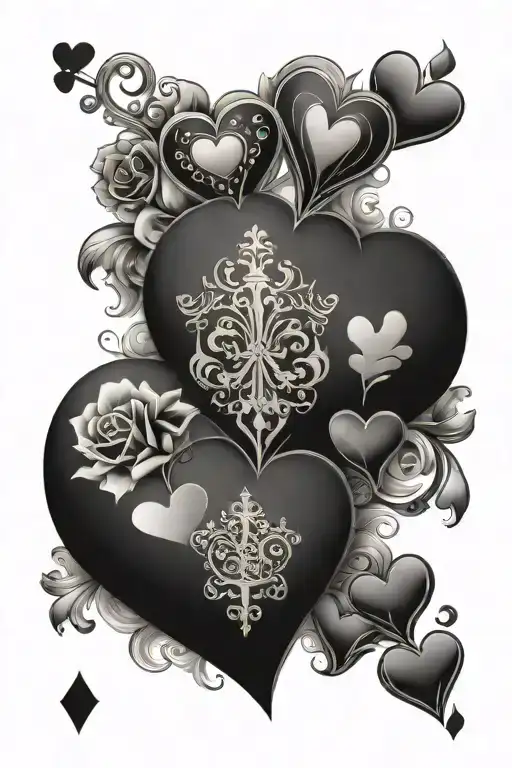 Full House Hearts Card