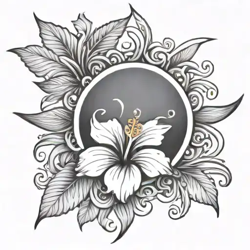 Filipino Sun And Hibiscus Flower Surrounding The Sun