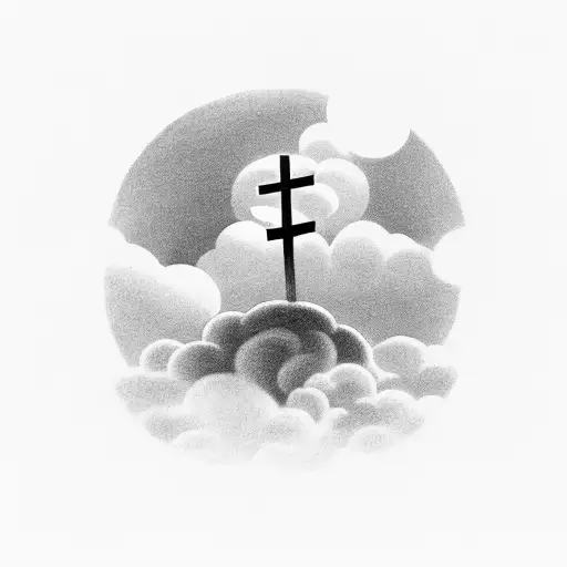 Staircase Going Up To A Cross With Clouds In The Background