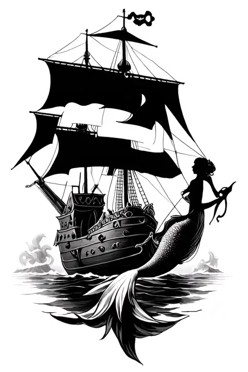 Pirate Ship And Mermaid
