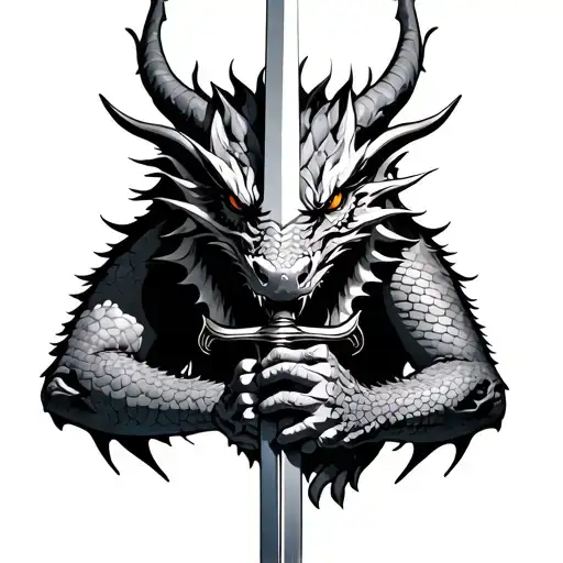 Dragon Holding A Sword